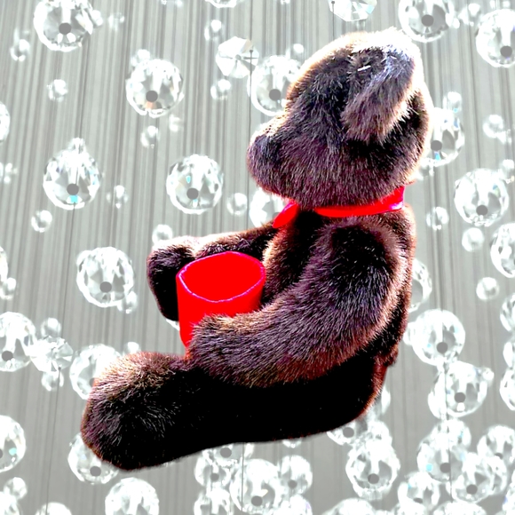 Gund Valentine Brown Faux Mink Stuffed Teddy Bear w/Red Gift Box 17” Plush - Picture 4 of 8